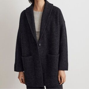 NWT 2023 Madewell 100% Merino Wool Herringbone Oversized Sweater Blazer in M